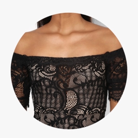 Black Crochet off the Shoulder dress Sz Small NWT - Picture 7 of 8